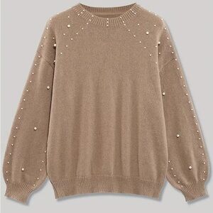 Sweater with Pearl Accents, 2XL